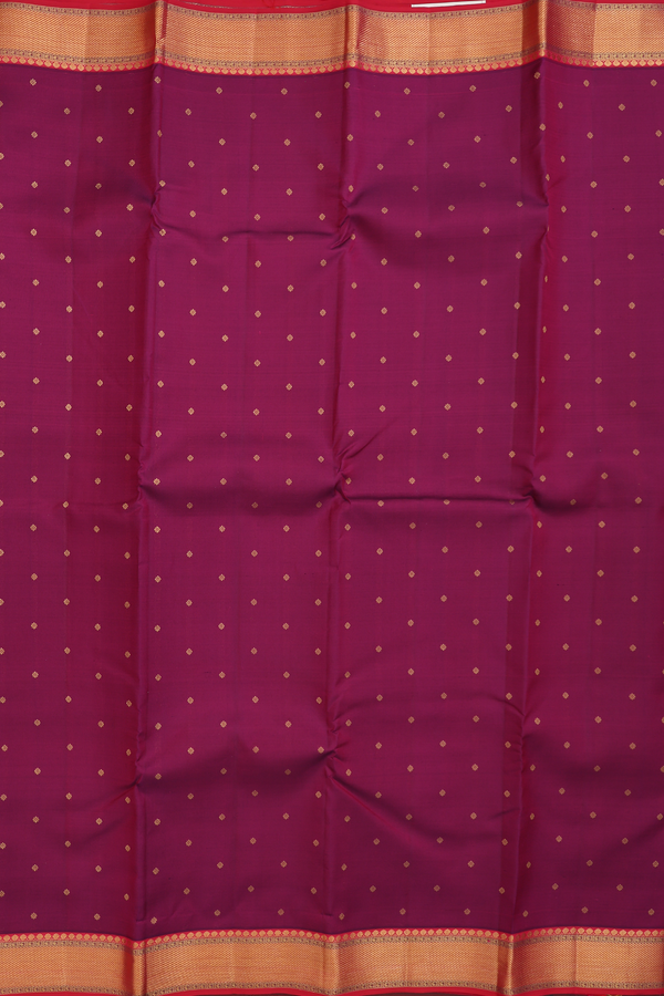 Kanchipuram Silk Saree In Berry Purple With Floral Buttis