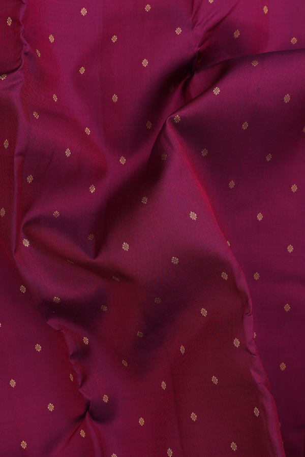 Kanchipuram Silk Saree In Berry Purple With Floral Buttis