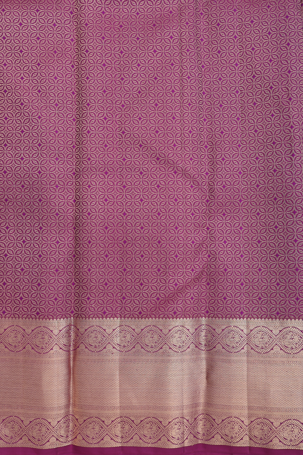 Kanchipuram Silk Saree In Berry Purple With Floral Design