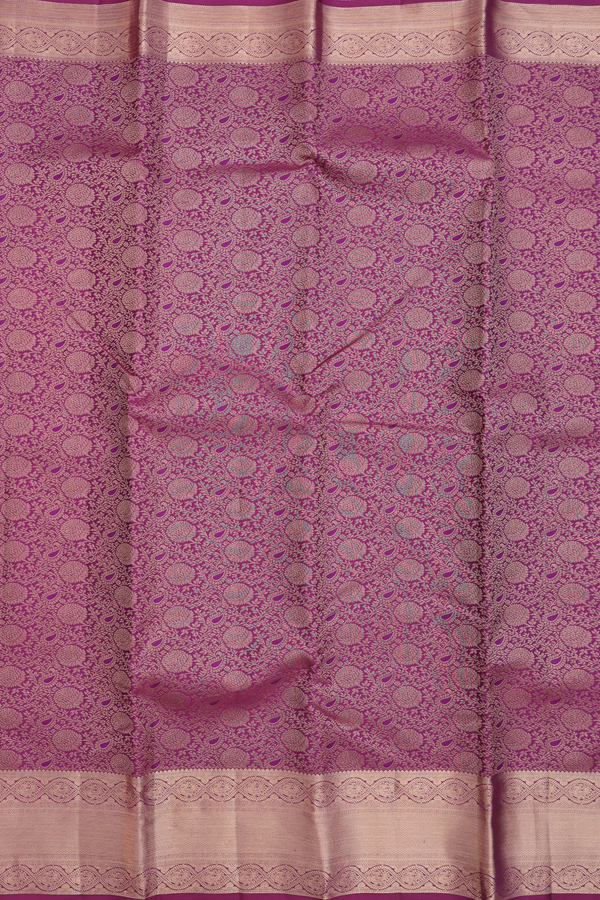 Kanchipuram Silk Saree In Berry Purple With Floral Design