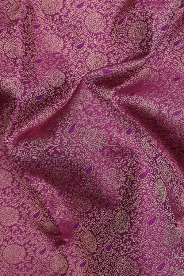 Kanchipuram Silk Saree In Berry Purple With Floral Design