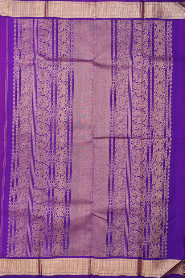 Kanchipuram Silk Saree In Berry Purple With Peacock Buttas