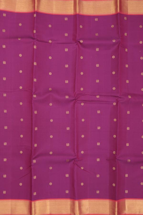 Kanchipuram Silk Saree In Berry Purple With Peacock Buttas