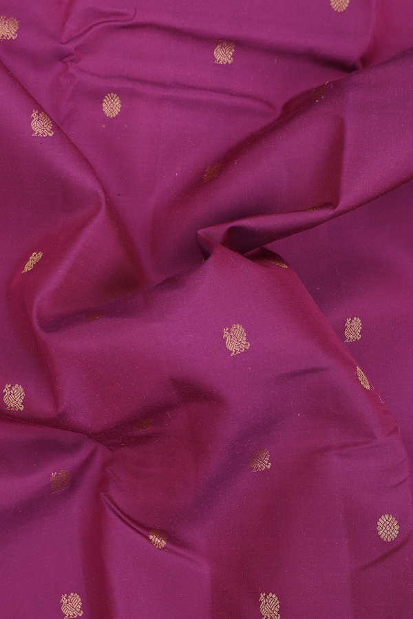 Kanchipuram Silk Saree In Berry Purple With Peacock Buttas