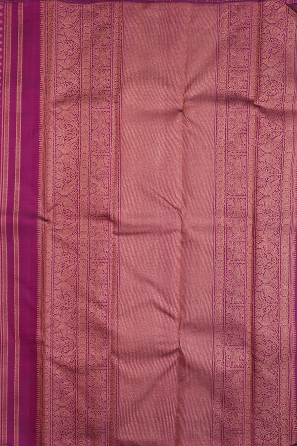 Kanchipuram Silk Saree In Berry Purple With Stripes Design