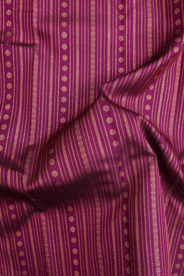 Kanchipuram Silk Saree In Berry Purple With Stripes Design