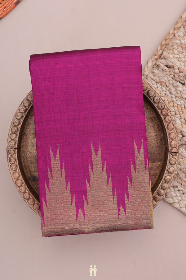 Kanchipuram Silk Saree In Berry Purple With Temple Border
