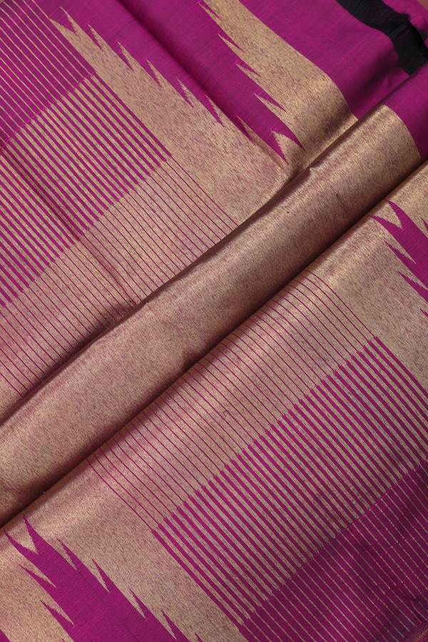 Kanchipuram Silk Saree In Berry Purple With Temple Border