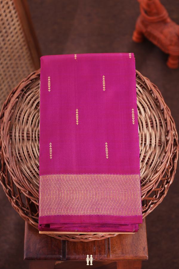 Kanchipuram Silk Saree In Berry Purple With Zari Buttas