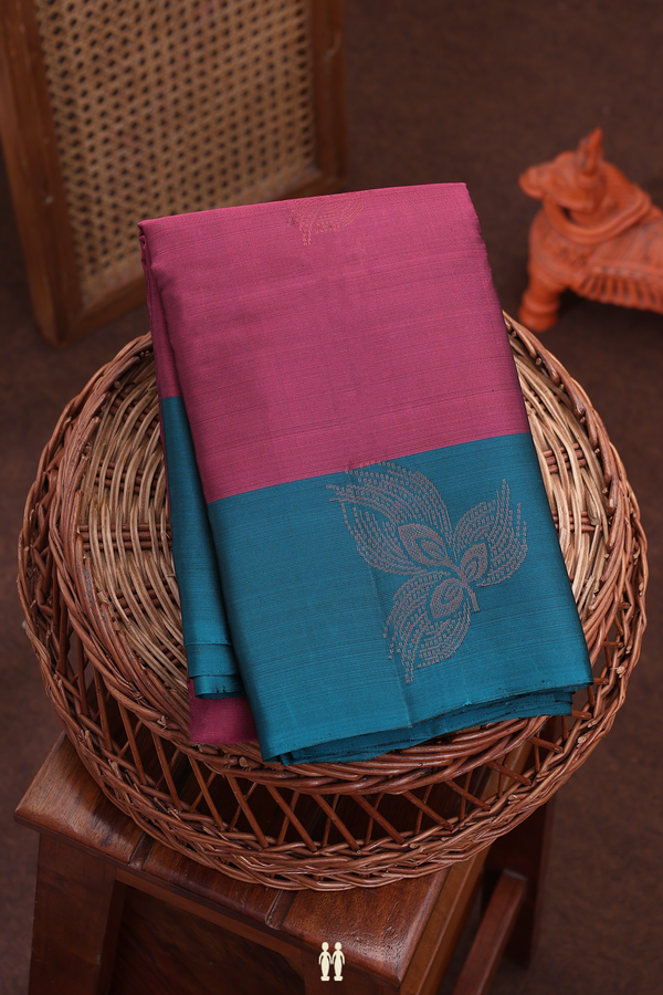 Soft Silk Saree In Berry Purple With Zari Motifs