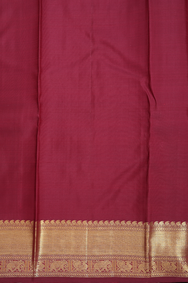 Kanchipuram Silk Saree In Berry Red Along Checks With Buttas
