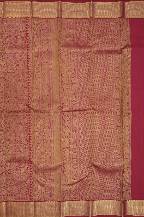 Kanchipuram Silk Saree In Berry Red With Brocade Design