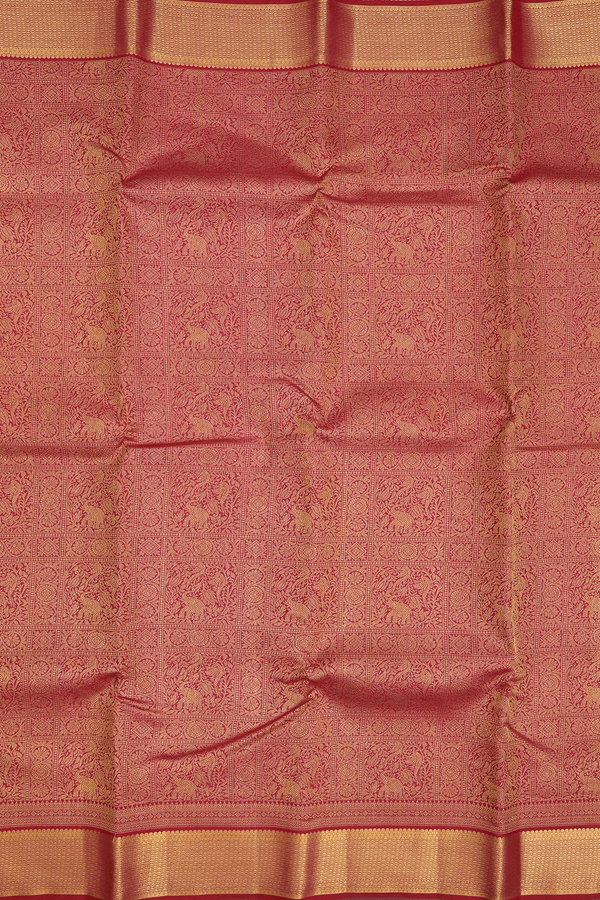 Kanchipuram Silk Saree In Berry Red With Brocade Design