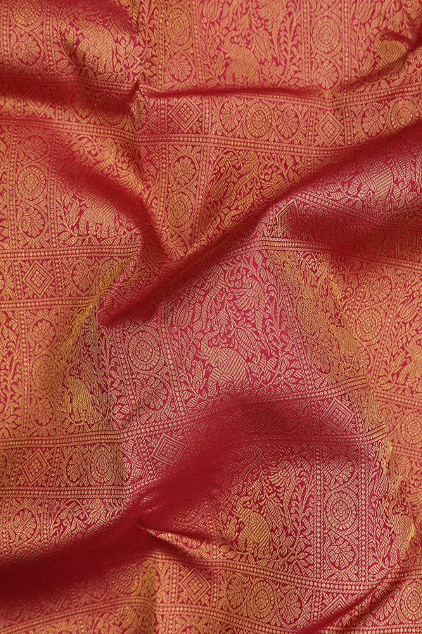 Kanchipuram Silk Saree In Berry Red With Brocade Design
