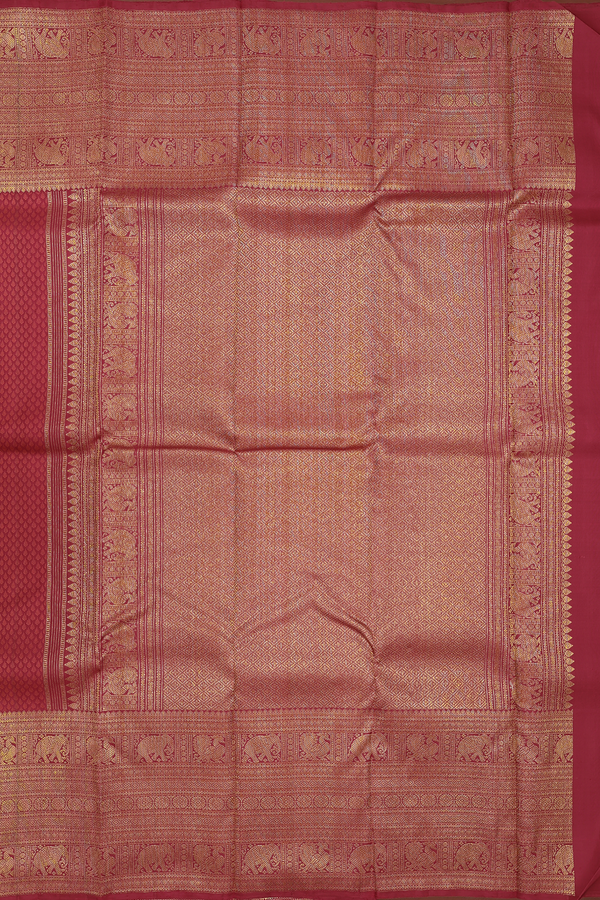 Kanchipuram Silk Saree In Berry Red With Jacquard Pattern