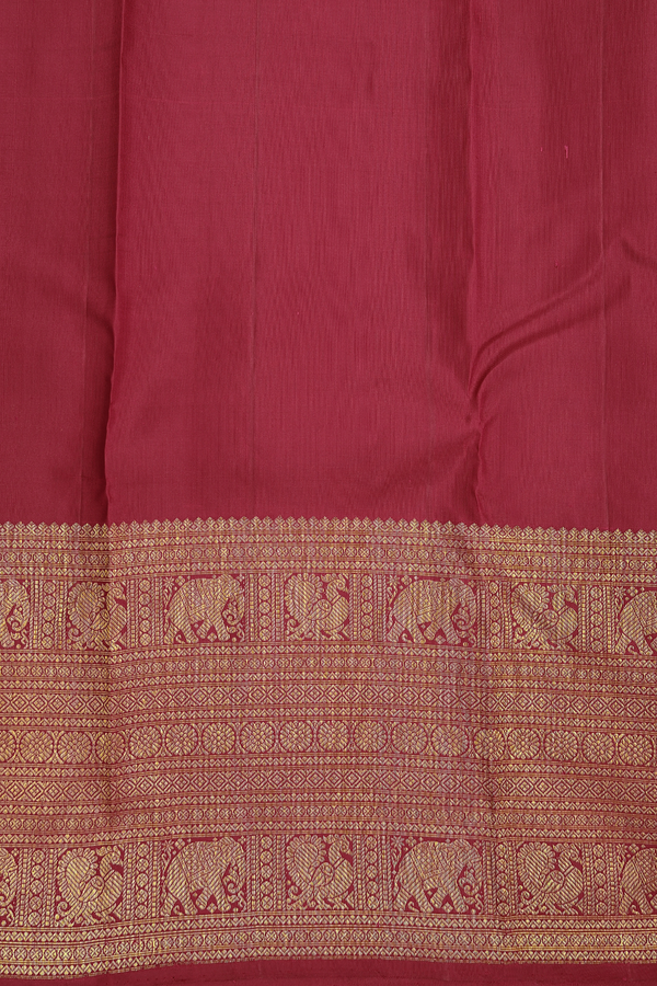 Kanchipuram Silk Saree In Berry Red With Jacquard Pattern