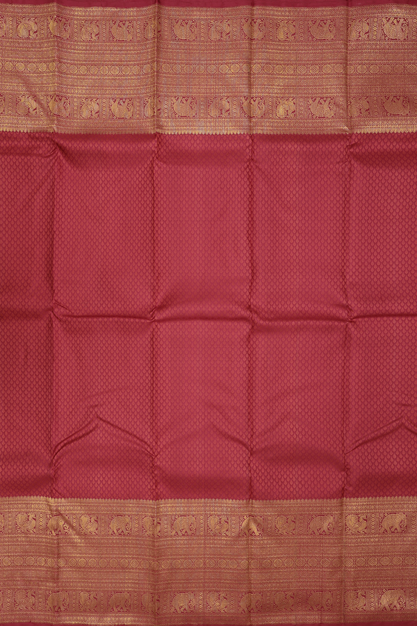 Kanchipuram Silk Saree In Berry Red With Jacquard Pattern