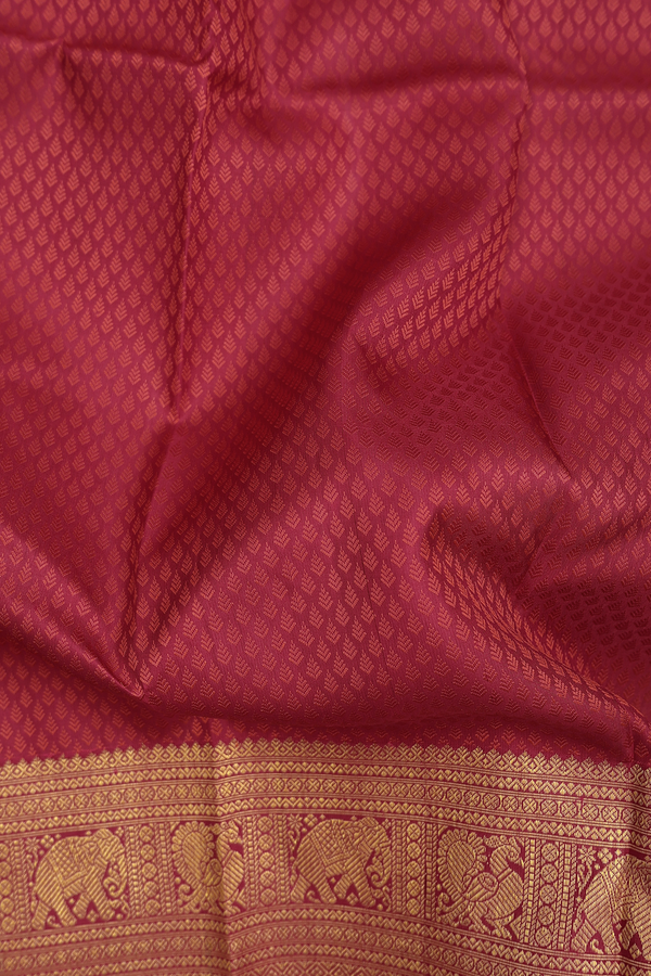 Kanchipuram Silk Saree In Berry Red With Jacquard Pattern