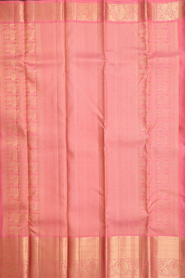 Kanchipuram Silk Saree In Brick Yellow With Brocade Design