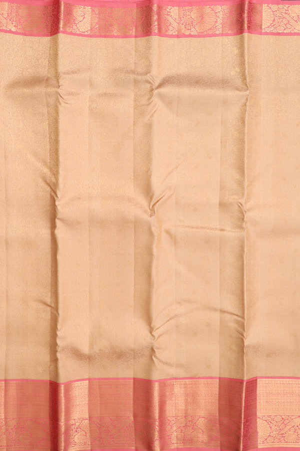 Kanchipuram Silk Saree In Brick Yellow With Brocade Design