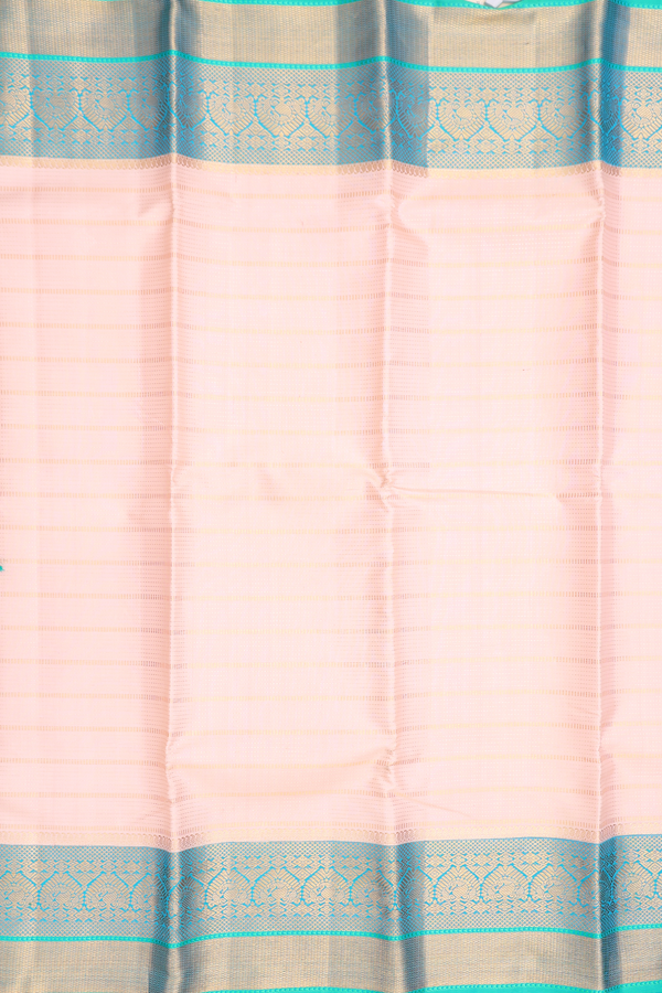Kanchipuram Silk Saree In Biscuit Color With Stripes Design