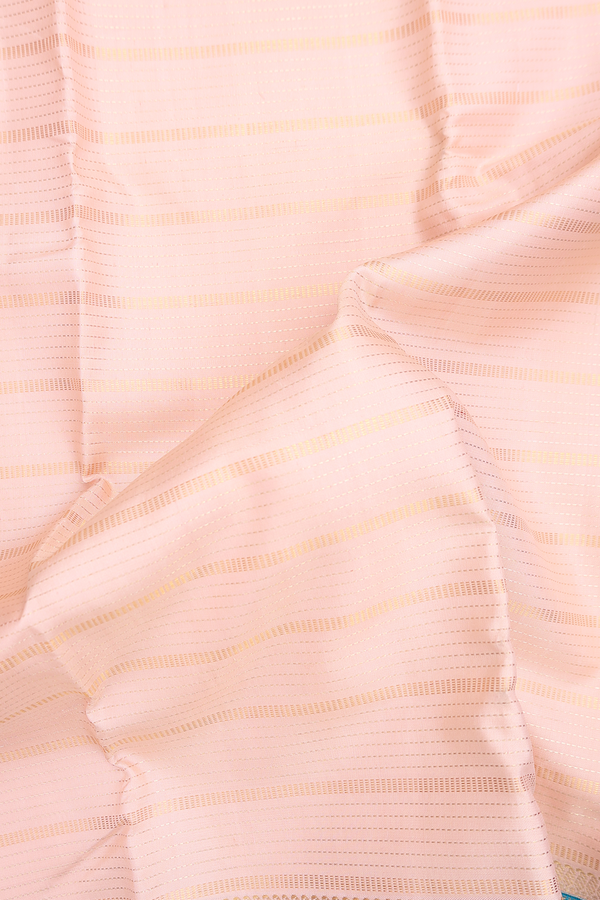 Kanchipuram Silk Saree In Biscuit Color With Stripes Design