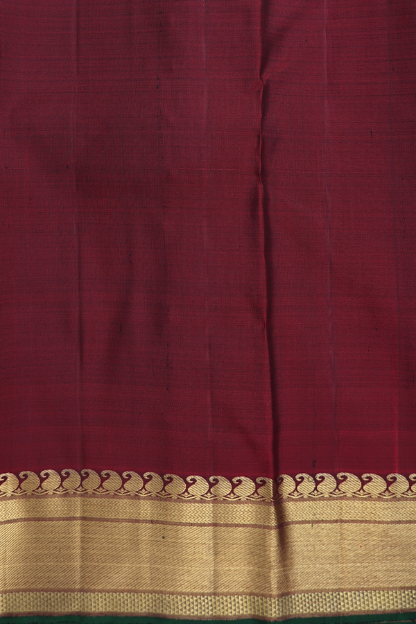 Kanchipuram Silk Saree In Black Along Stripes With Buttas