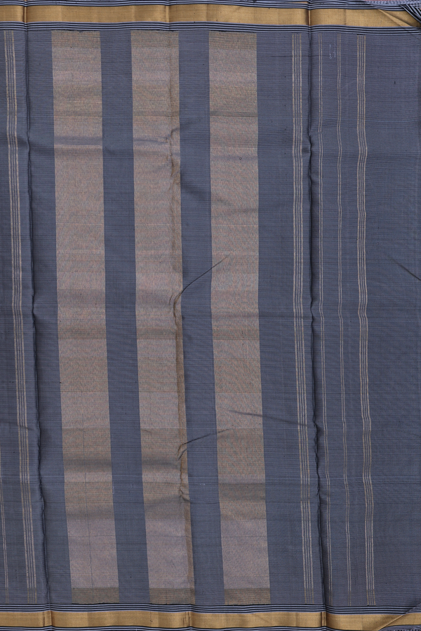 Kanchipuram Silk Saree In Black And Grey With Checks Design