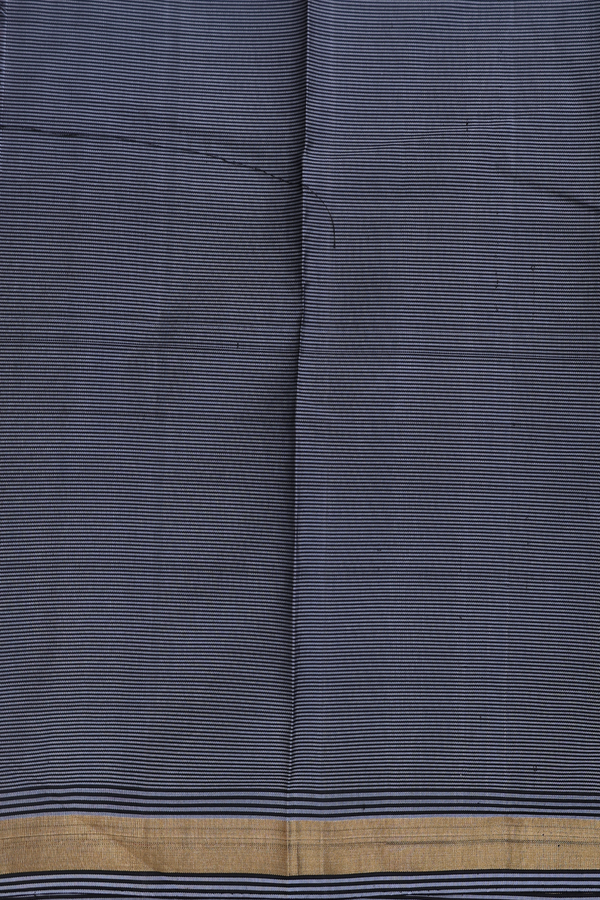 Kanchipuram Silk Saree In Black And Grey With Checks Design