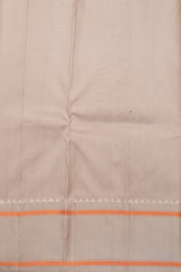 Kanchipuram Silk Saree In Black And Orange With Checks Design