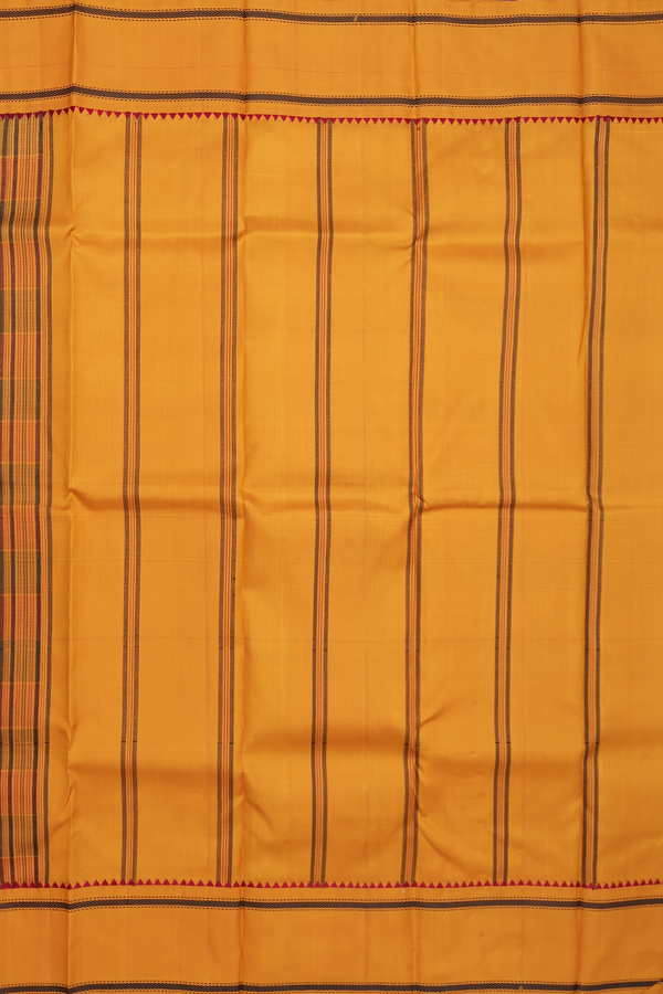 Kanchipuram Silk Saree In Black And Red With Checks Design