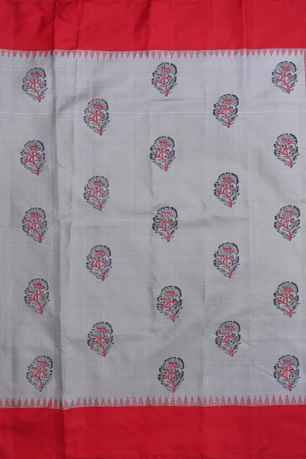 Kanchipuram Silk Saree In Black And White Along Checks