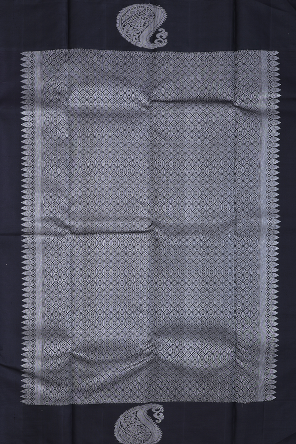 Kanchipuram Silk Saree In Black And White With Checks Design