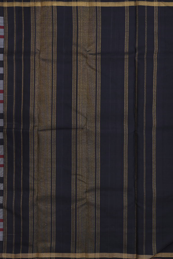 Kanchipuram Silk Saree In Black And White With Checks Design