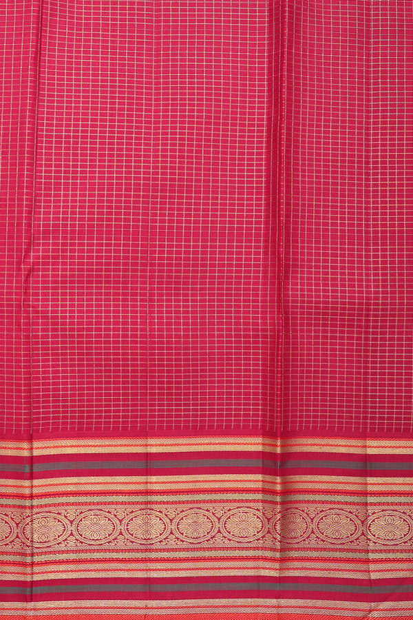 Kanchipuram Silk Saree In Black And White With Checks Design