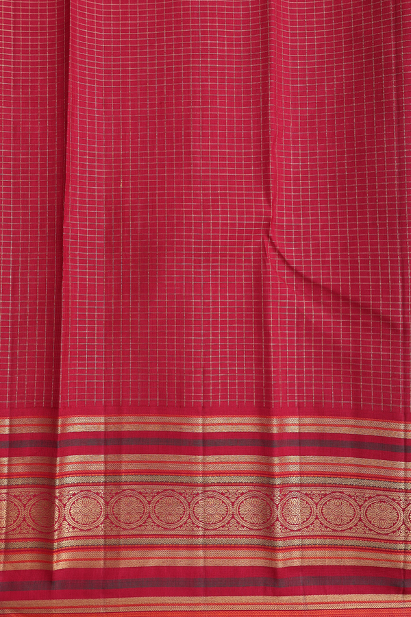 Kanchipuram Silk Saree In Black And White With Checks Design