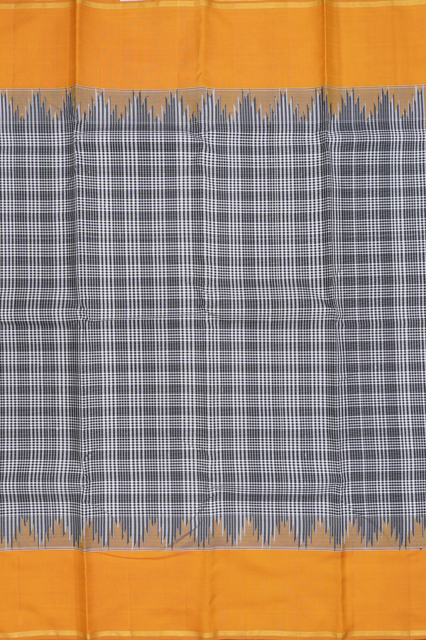 Kanchipuram Silk Saree In Black And White With Checks Design