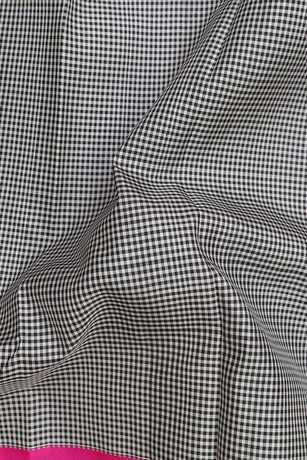 Kanchipuram Silk Saree In Black And White With Checks Design