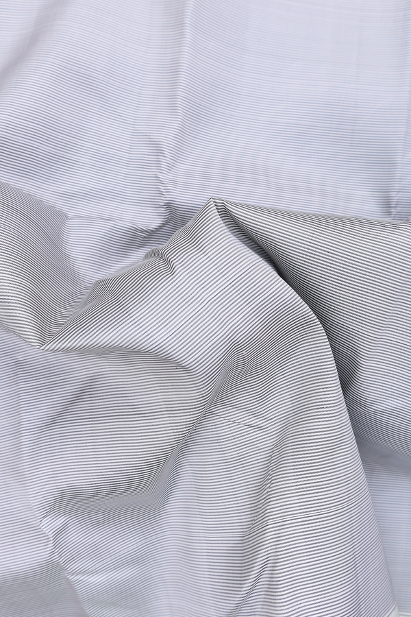 Kanchipuram Silk Saree In Black And White With Stripes Design