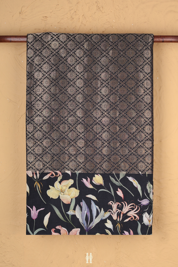 Kanchipuram Silk Saree In Black With Brocade Design