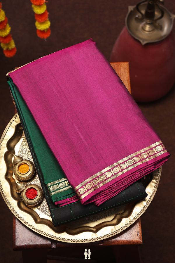 Kanchipuram Silk Saree In Black With Checks Design