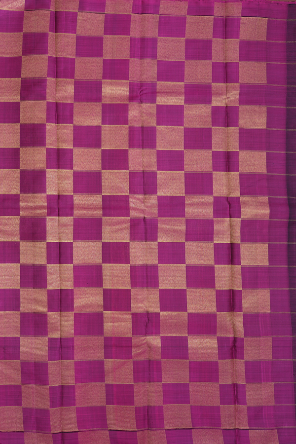 Kanchipuram Silk Saree In Black With Checks Design