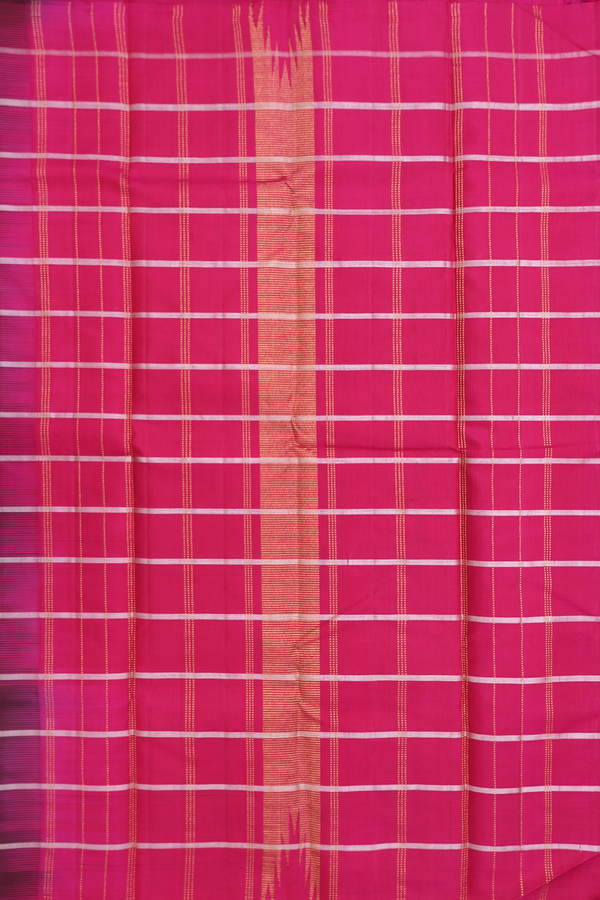 Kanchipuram Silk Saree In Black With Checks Design