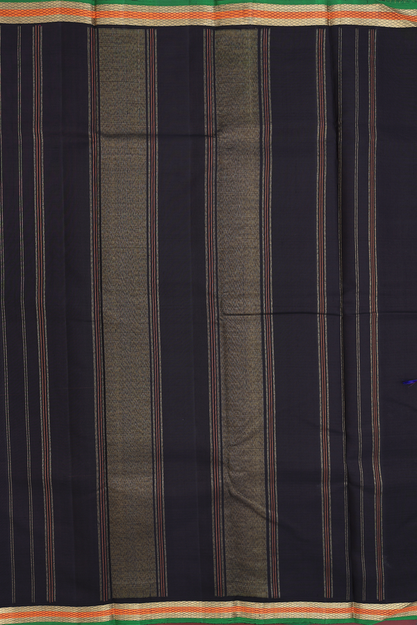 Kanchipuram Silk Saree In Black With Checks Design