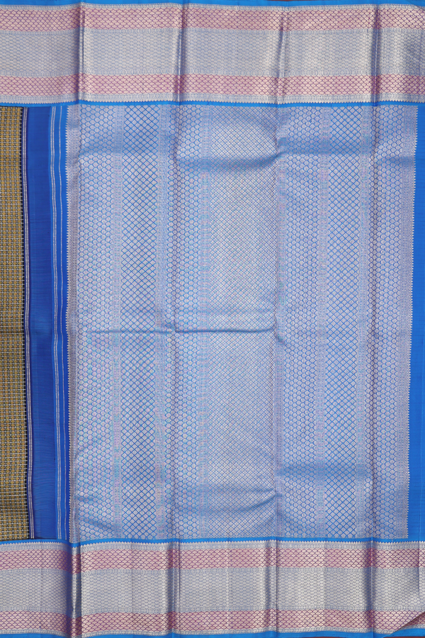 Kanchipuram Silk Saree In Black With Checks Design