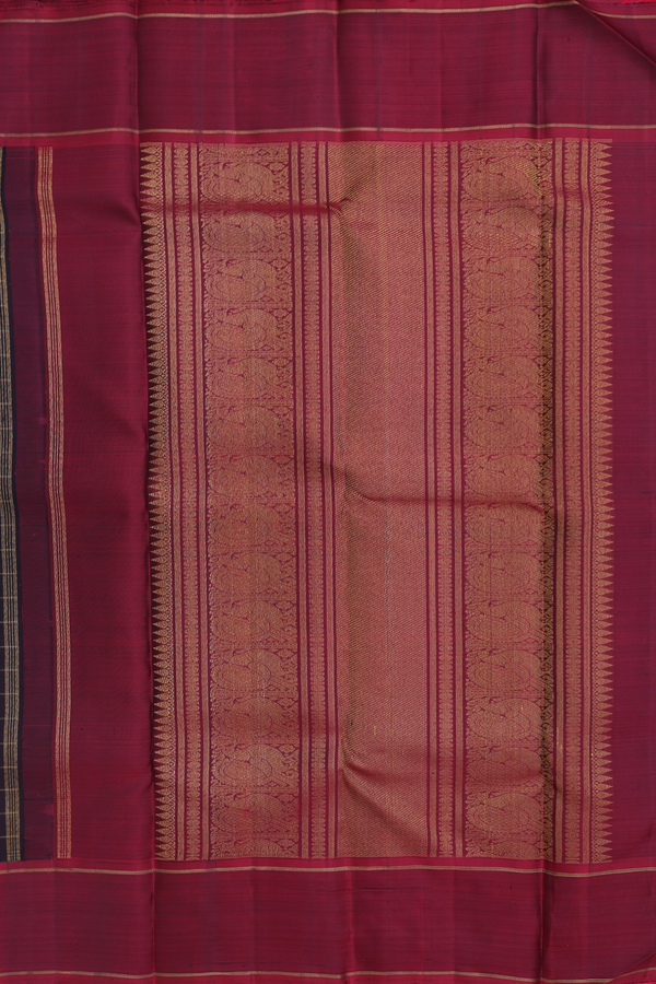 Kanchipuram Silk Saree In Black With Checks Design