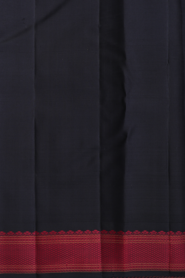 Kanchipuram Silk Saree In Black With Checks Design