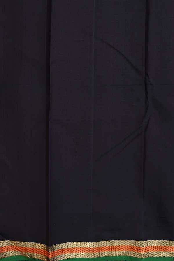 Kanchipuram Silk Saree In Black With Checks Design