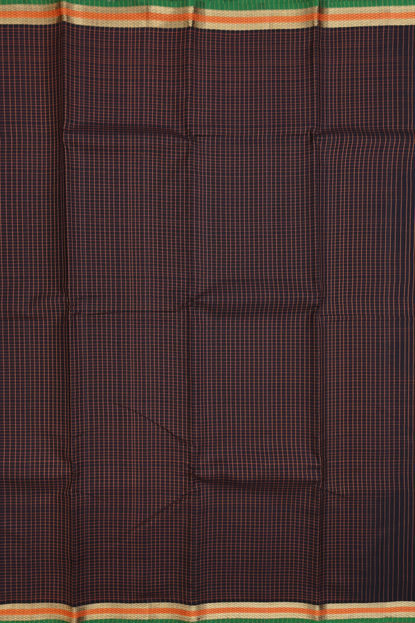 Kanchipuram Silk Saree In Black With Checks Design