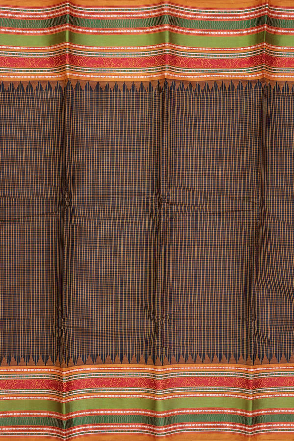 Kanchipuram Silk Saree In Black With Checks Design